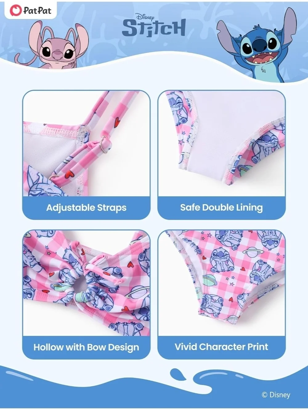 Disney Lilo & Stitch Pink Girls' Two-Piece Swim Set